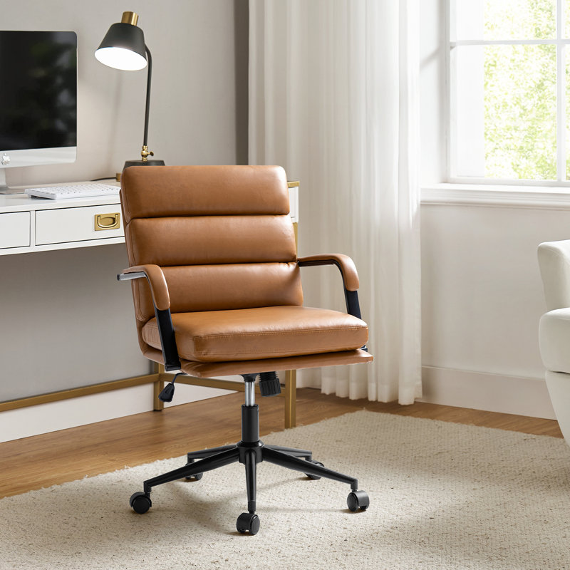 Wade Logan Anagrace Leather Upholstered Swivel Tilt Task Office Chair Reviews Wayfair